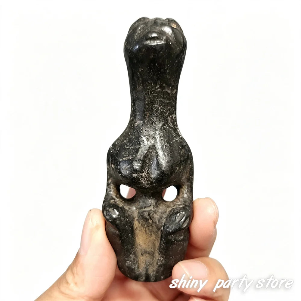 Vintage Retro Carved Black Jade Sculpture Tabletop Ornament for Home Decor