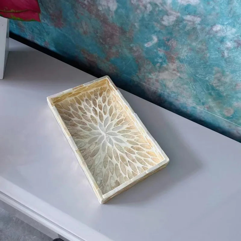 Nordic Colorful Shell Wooden Fruit Plate Jewelry Tray Home Decor