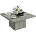 80cm Modern Square Wooden Coffee Table with Gray Wood Grain Finish