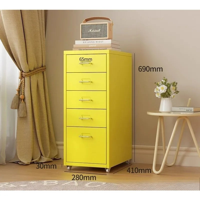 Narrow Metal Drawer Storage Cabinet Bedside Table with Silent Slides