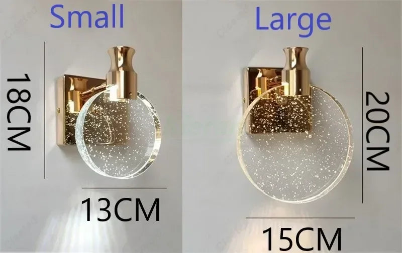Modern Crystal LED Wall Lamp Indoor Lighting Living Room Bedroom Study