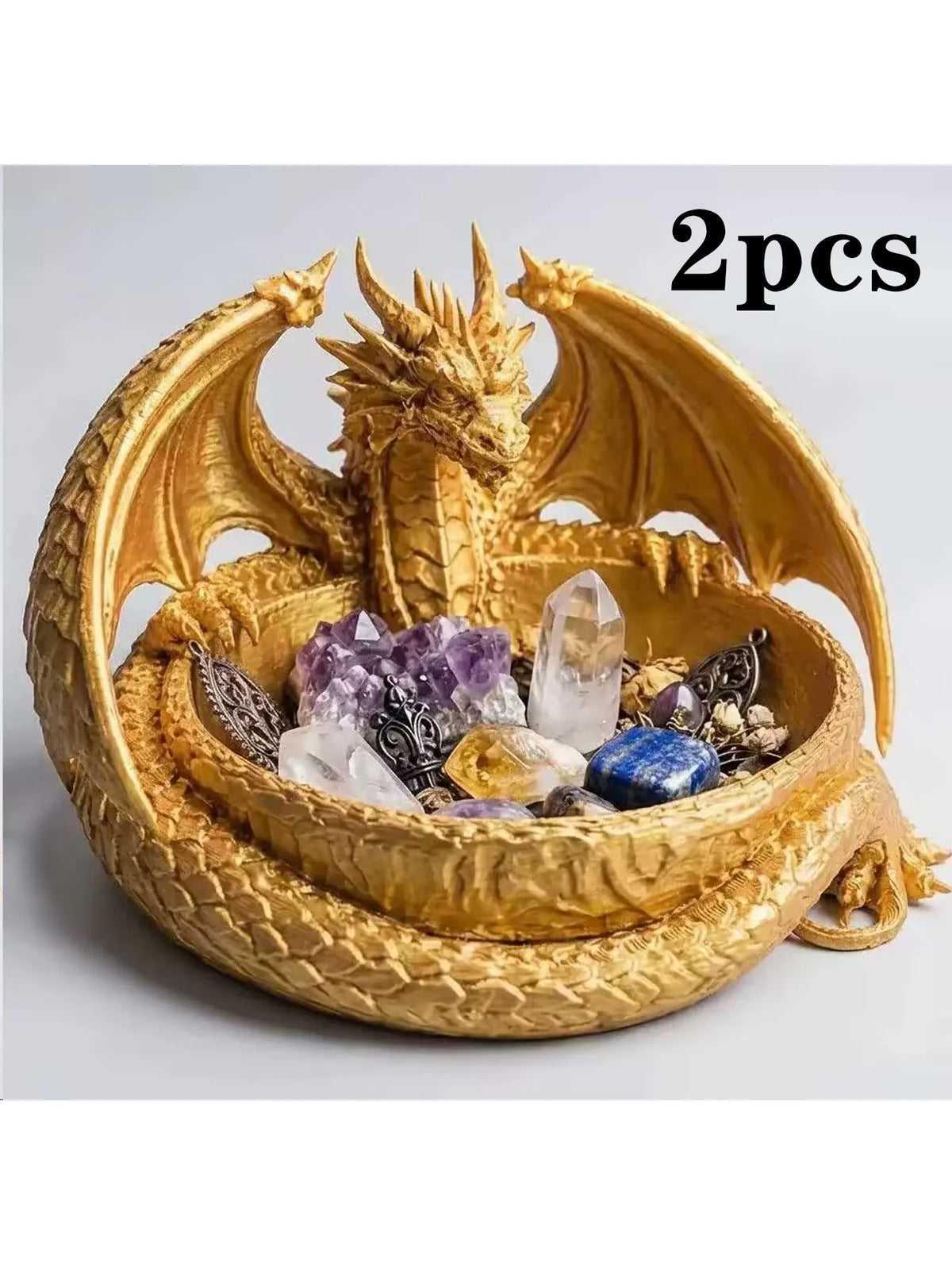Gothic Fantasy Dragon Plastic Jewelry Tray Tabletop Ornament for Home Decor