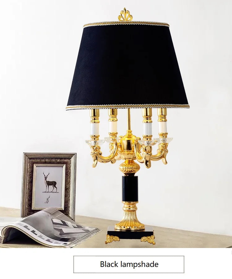 Luxury Crystal Table Lamp Modern Fabric Shade HF-WT889