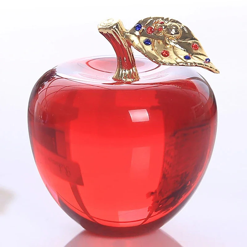 Modern Crystal Apple Sculpture Tabletop Figurine for Home Decor
