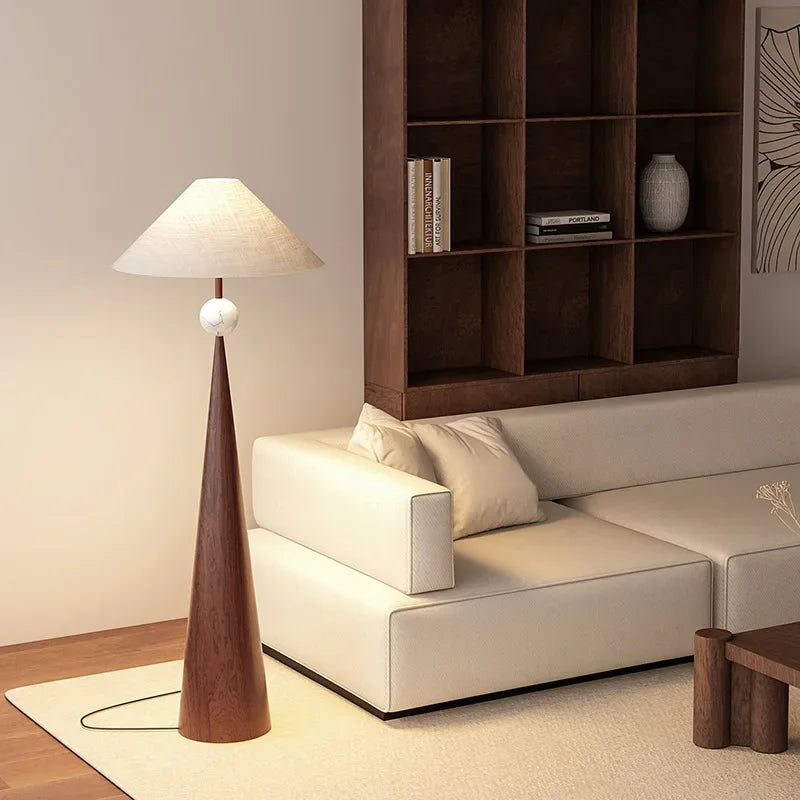 Zen Wabi Sabi Floor Lamp with Fabric Shade for Living Room Bedroom