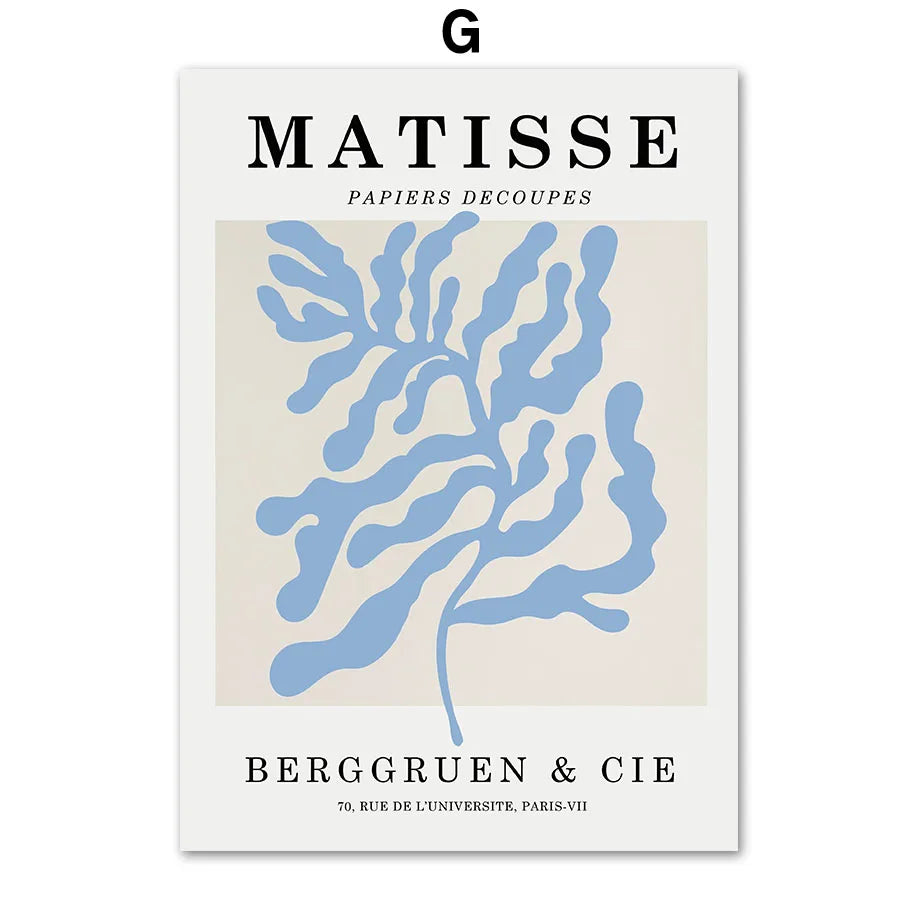 Abstract Matisse Coral Leaf Canvas Painting Poster for Home Decor
