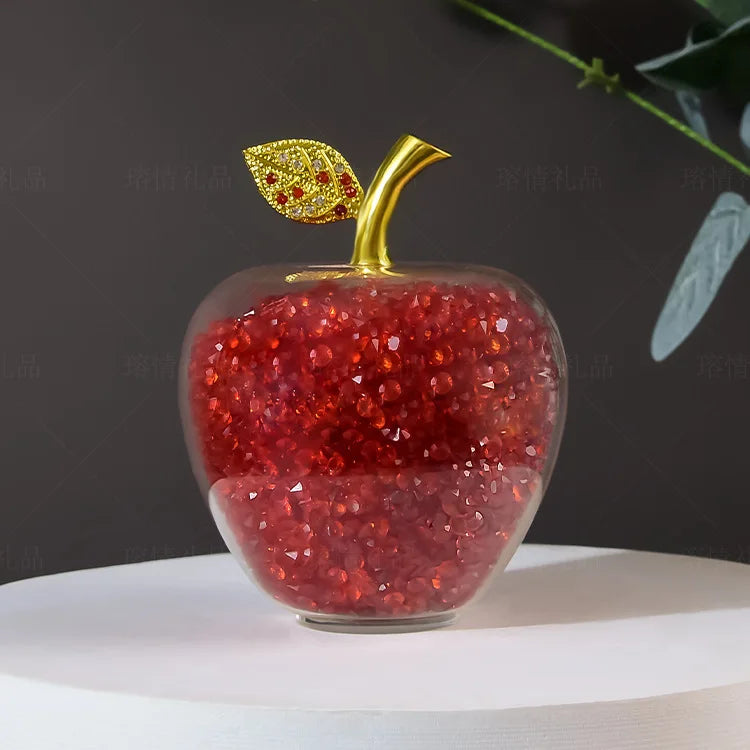Modern Crystal Apple Sculpture Tabletop Figurine for Home Decor