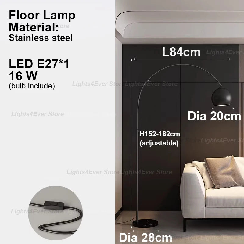 Modern LED E27 Dimmable Stainless Steel Floor Lamp