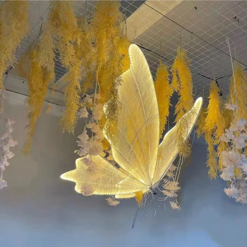 Romantic Butterfly LED Lace Chandelier for Wedding Party Stage Decoration