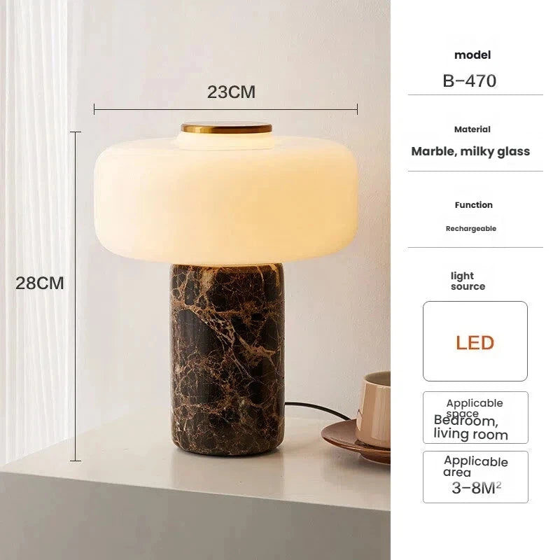 Touch Sensor Rechargeable Table Lamp Glass Marble Home Decor