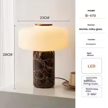 Touch Sensor Rechargeable Table Lamp Glass Marble Home Decor
