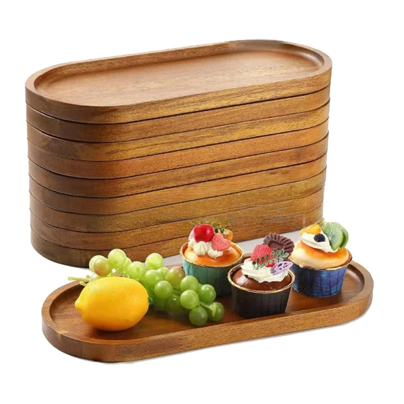 Japanese Style Solid Wood Food Plate Serving Tray Home Decor
