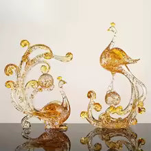 Modern Transparent Gold Foil Elk Sculpture Tabletop Figurine for Home Decor