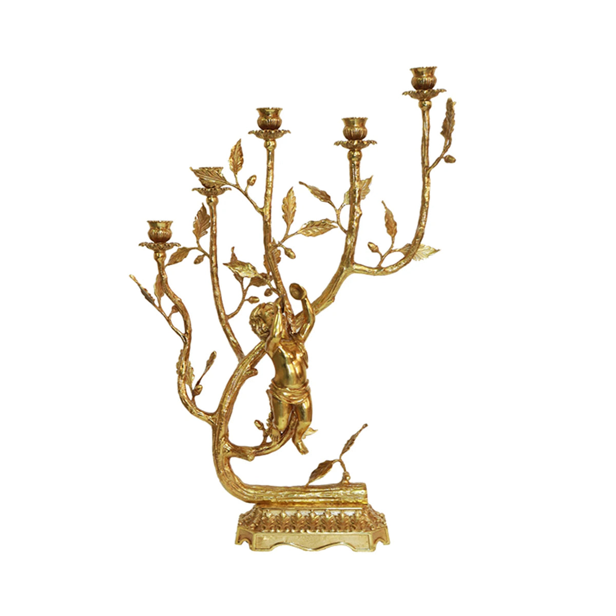 French Vintage Brass Angel Candle Holder Ornament for Tabletop Decor