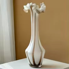 Modern Minimalist Wavy Neck Glass Vase Tabletop Ornament for Home Decor