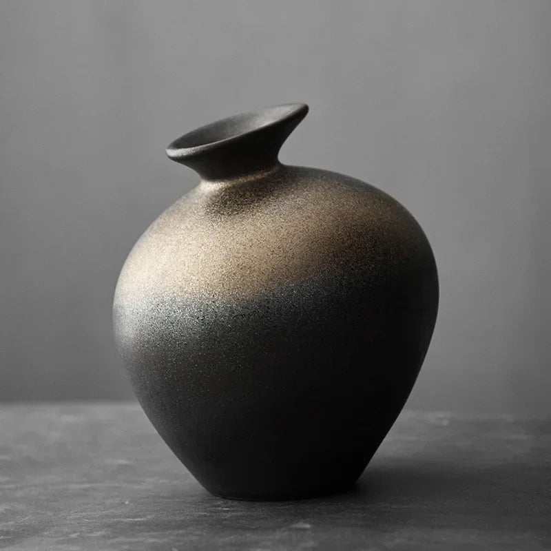 Japanese Style Terracotta Flower Vase Tabletop Ornament for Home Decor