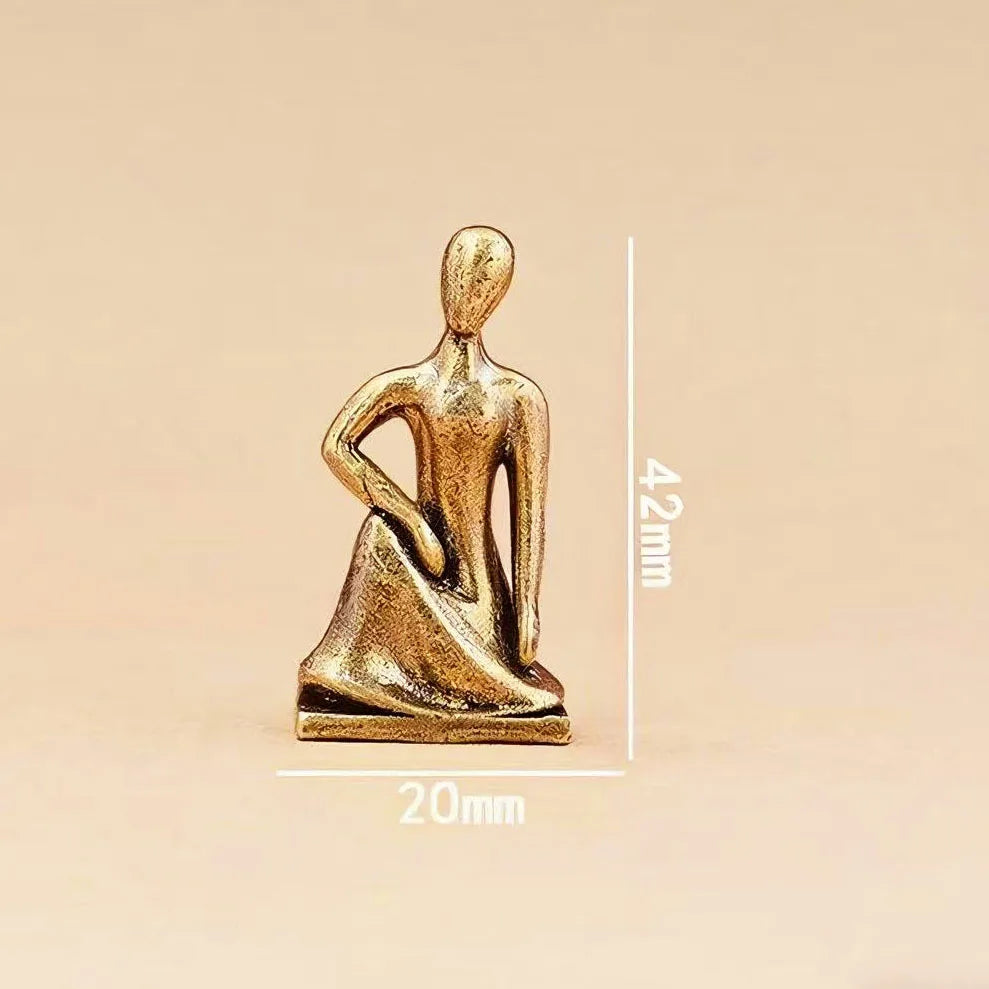 Modern Brass Yoga Girl Sculpture Tabletop Figurine for Home Decor