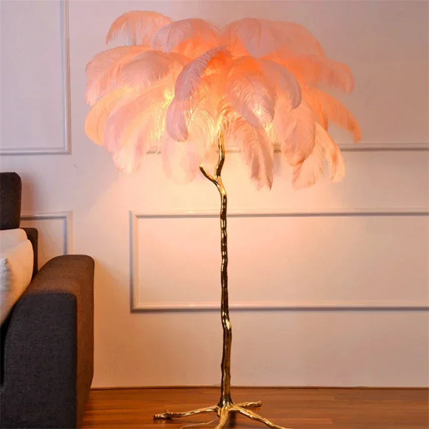 Modern LED Ostrich Feather Floor Lamp for Living Room Bedroom