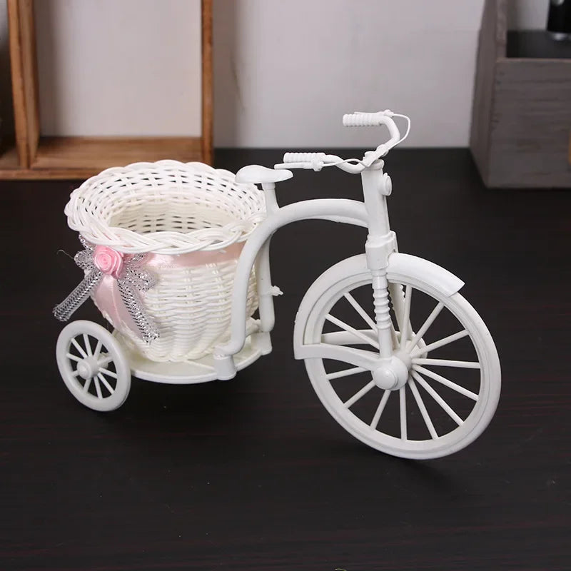 Creative Tricycle Flower Basket Tabletop Ornament for Home Decor