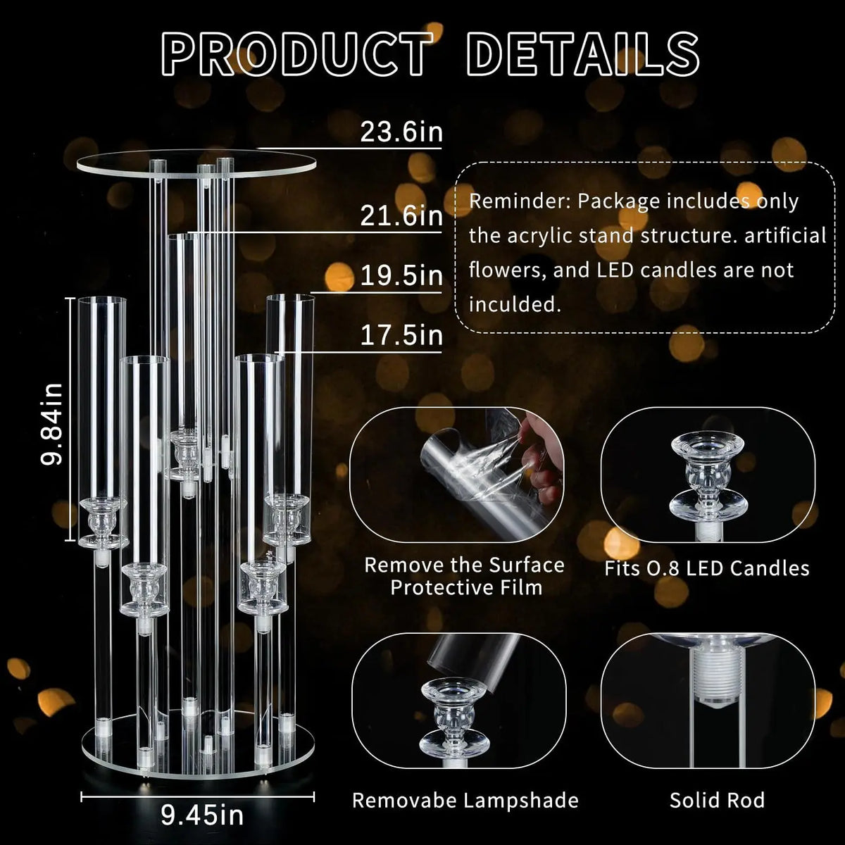 Modern Luxury Acrylic 5 Arm Candelabra for Tabletop Decor