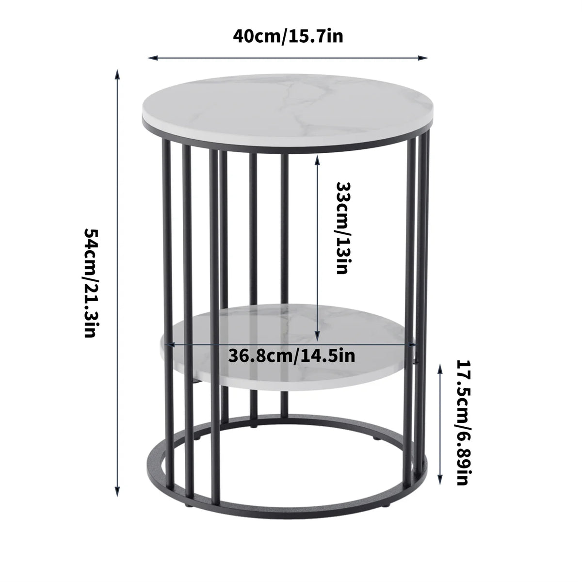 2-Tier Round Sintered Stone End Table with Metal Frame IUJ-XZ218