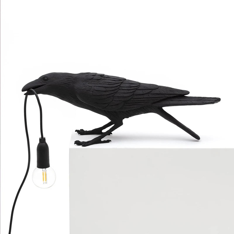 Resin Lucky Bird Crow Wall & Table Lamp Night Light Free Bulb