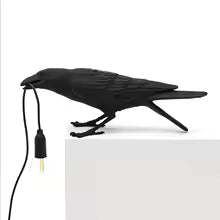 Resin Lucky Bird Crow Wall & Table Lamp Night Light Free Bulb