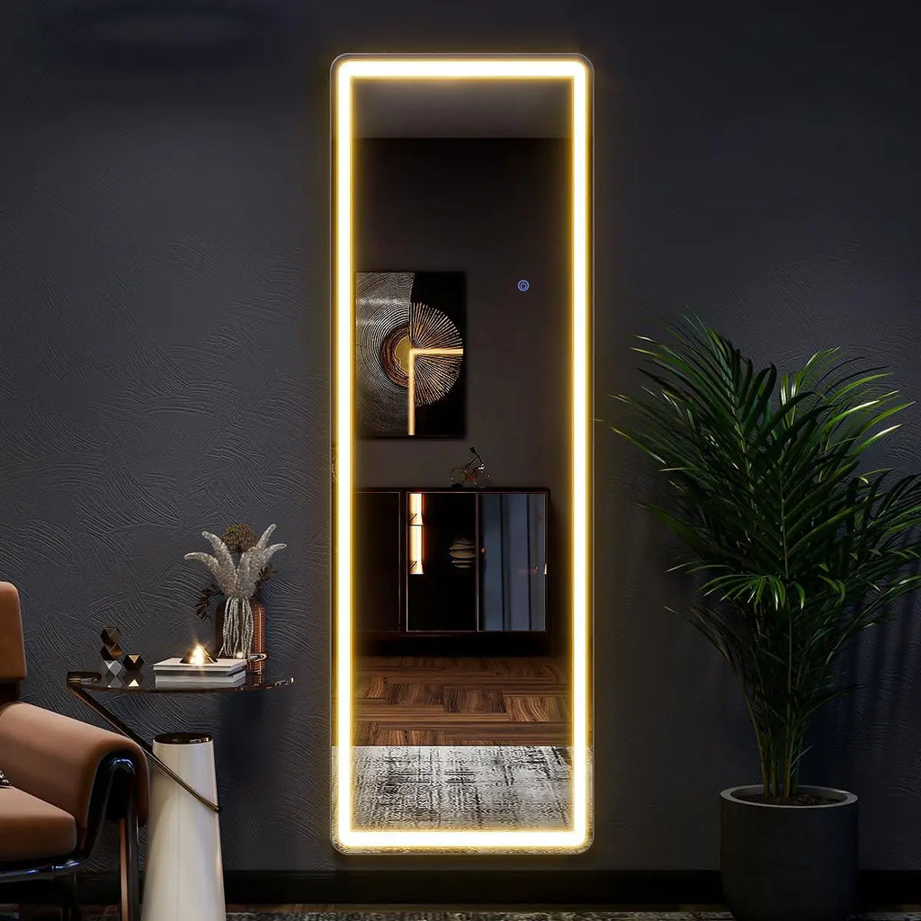 Modern Minimalist LED Standing Full Body Floor Mirror for Living Room