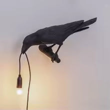 Resin Lucky Bird Crow Wall & Table Lamp Night Light Free Bulb
