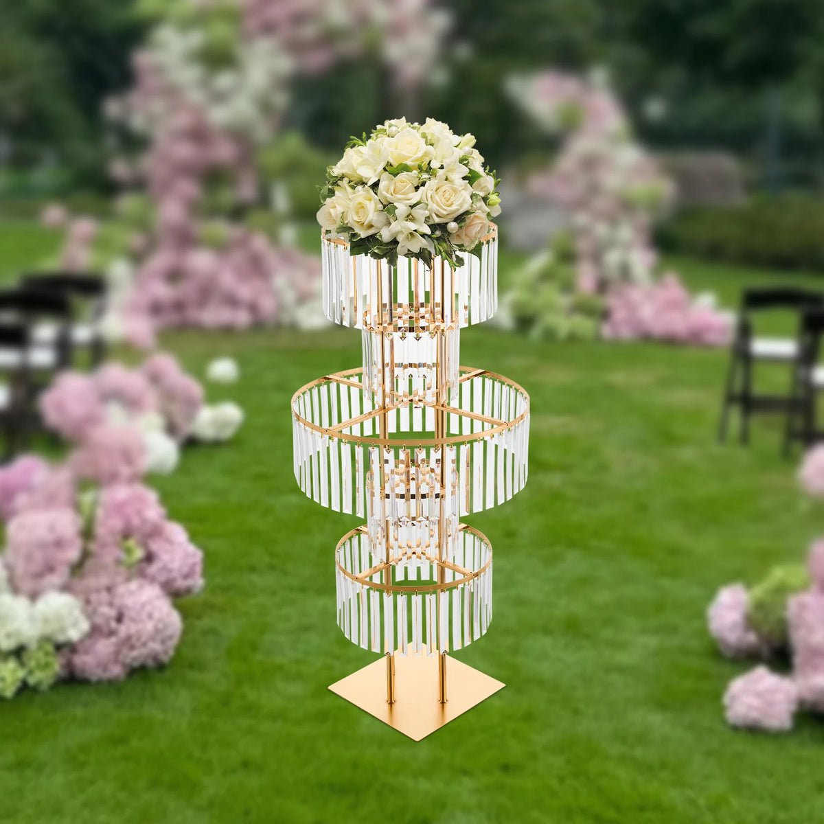 Modern Luxury 5-Tier Acrylic Flower Stand Tabletop Ornament for Wedding Decor