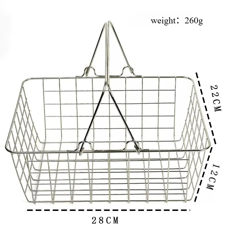 Modern Metal Handheld Shopping Storage Basket Tabletop Ornament for Home Decor