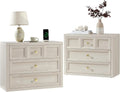 Modern 2-Piece Nightstand Set 3-Drawer Bedside Table with Charging Station