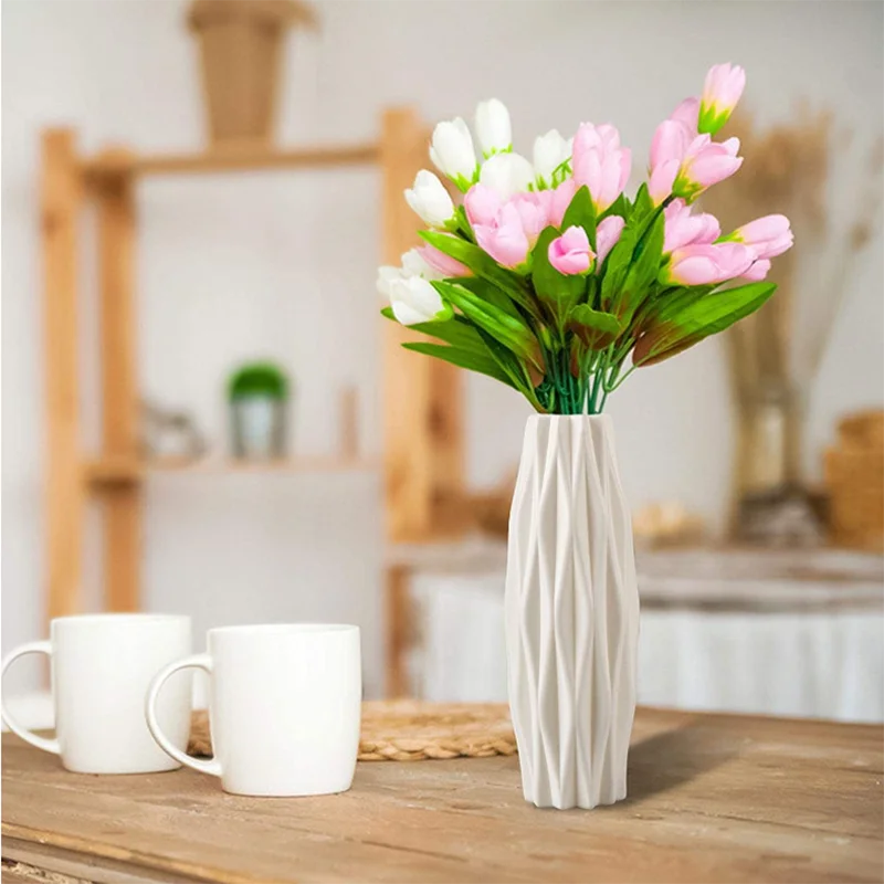Modern Geometric Plastic Flower Vase for Tabletop Decor