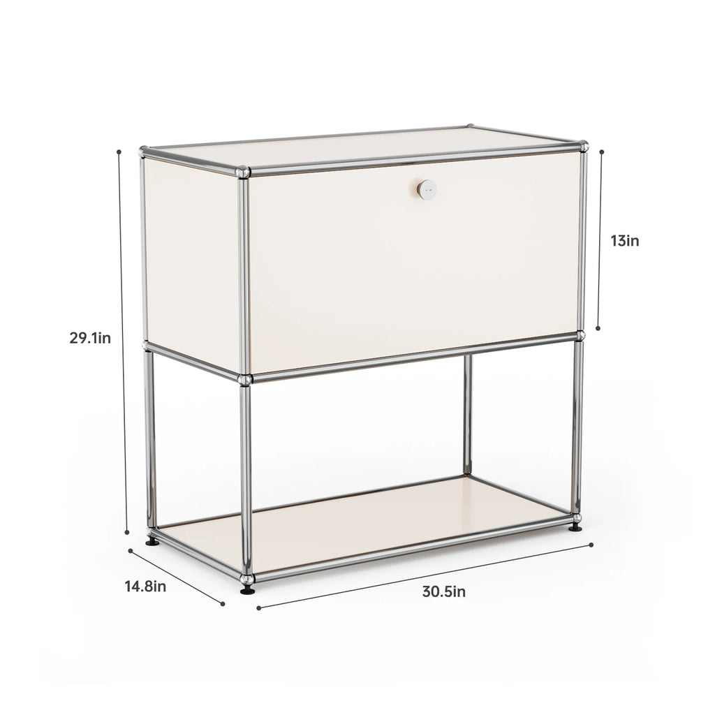 Modern 74 cm Modular Nightstand Chrome Metal Frame 2-Tier Side End Table