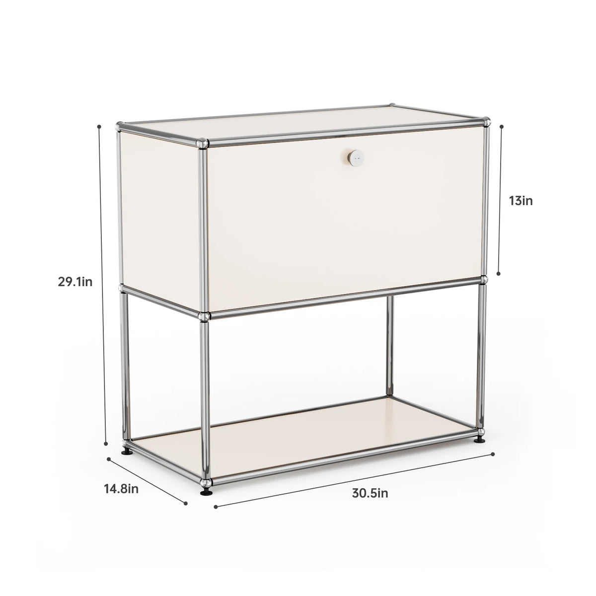 Modern 74 cm Modular Nightstand Chrome Metal Frame 2-Tier Side End Table