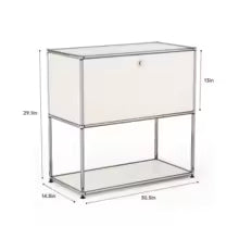 Modern 74 cm Modular Nightstand Chrome Metal Frame 2-Tier Side End Table