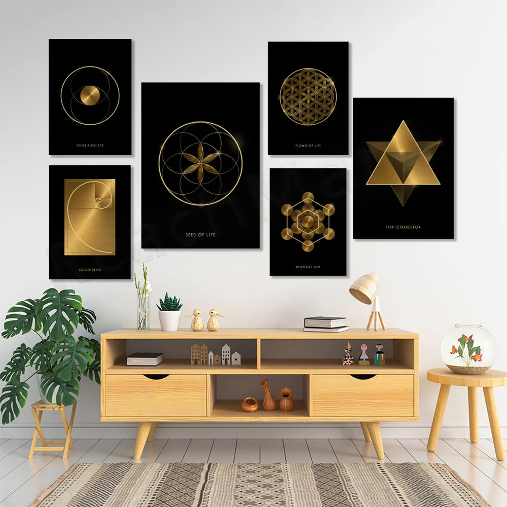 Sacred Geometry Golden Ratio Canvas Painting Poster for Home Decor