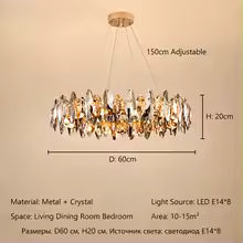 Modern Luxury Crystal Chandelier LED Pendant Light Living Room Dining Room
