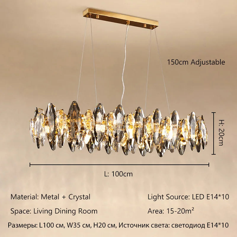 Modern Luxury Crystal Chandelier LED Pendant Light Living Room Dining Room