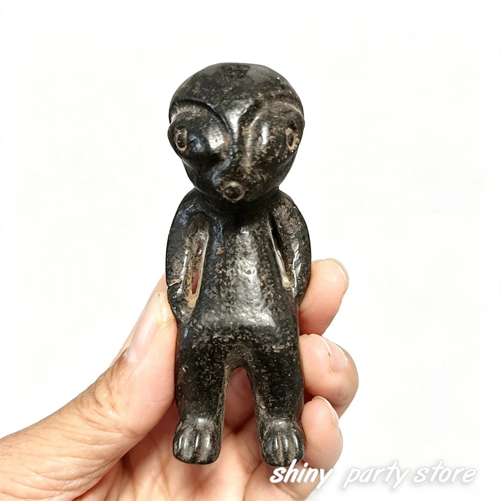 Vintage Retro Carved Black Jade Sculpture Tabletop Ornament for Home Decor