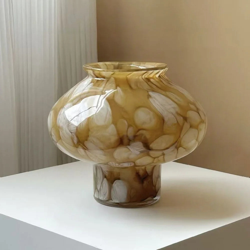 Modern Luxury Glazed Glass Flower Vase Ornament for Home Decor