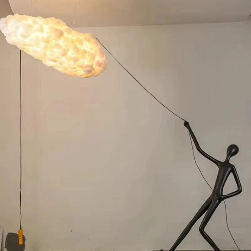 Modern Resin Cloud Art LED Floor Lamp for Villa Lobby Exhibition Hall