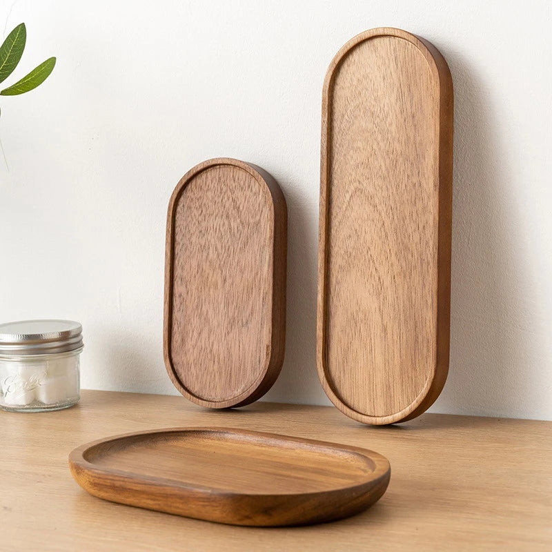 Japanese Style Solid Wood Food Plate Serving Tray Home Decor