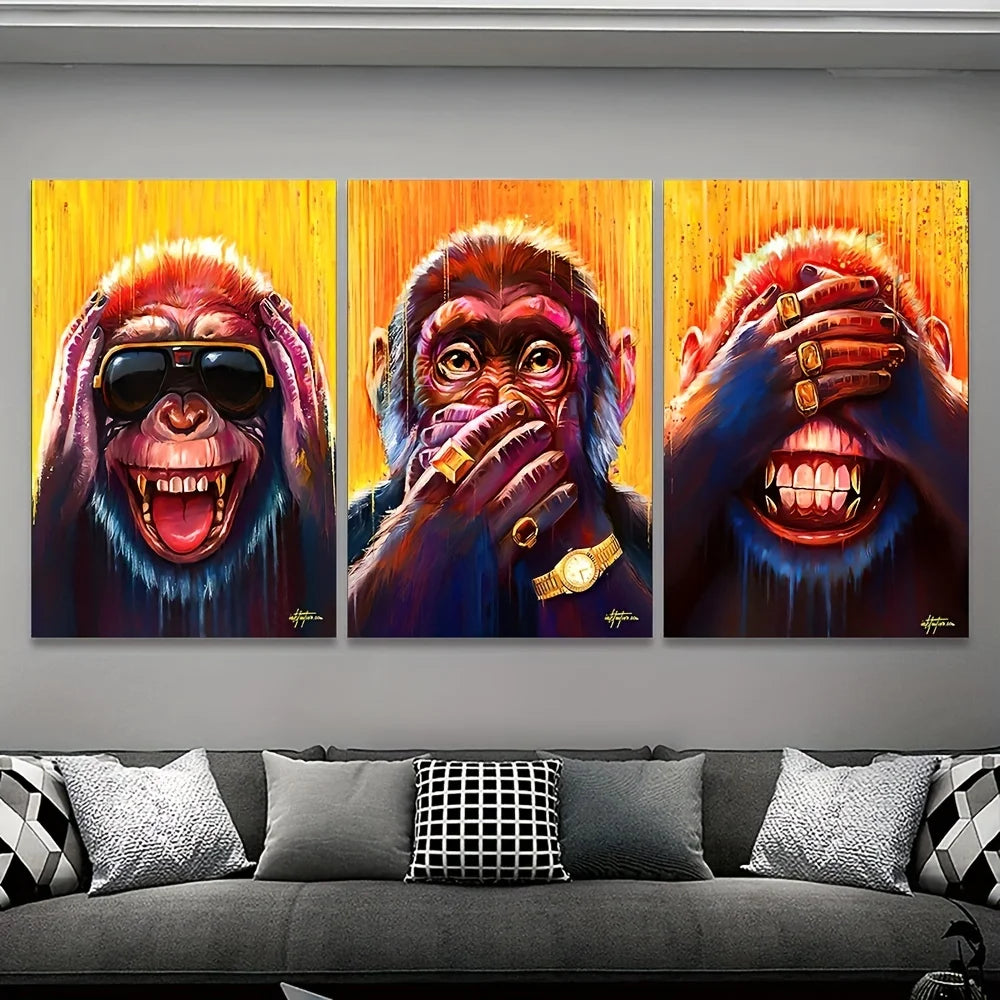 Modern Funny Animal Monkey Canvas Wall Art Print for Living Room