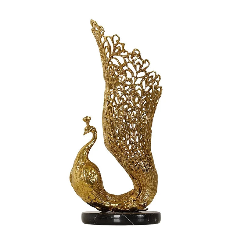 French Vintage Brass Peacock Flower Vase for Tabletop Decor