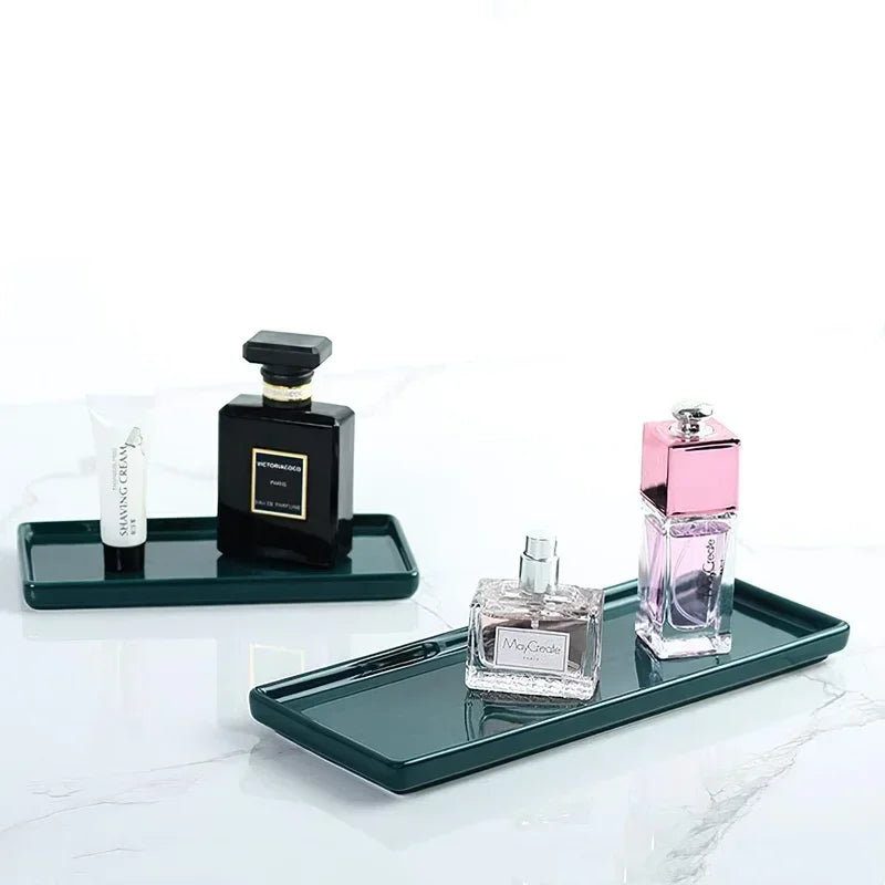 Rectangular Ceramic Storage Tray Plate for Bathroom Living Room