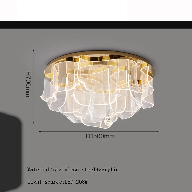 Postmodern Gold LED Ceiling Lamp for Living Room Home Decor