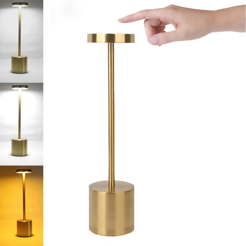 LED Metal Desk Lamp USB Rechargeable Touch Sensor Table Lamp