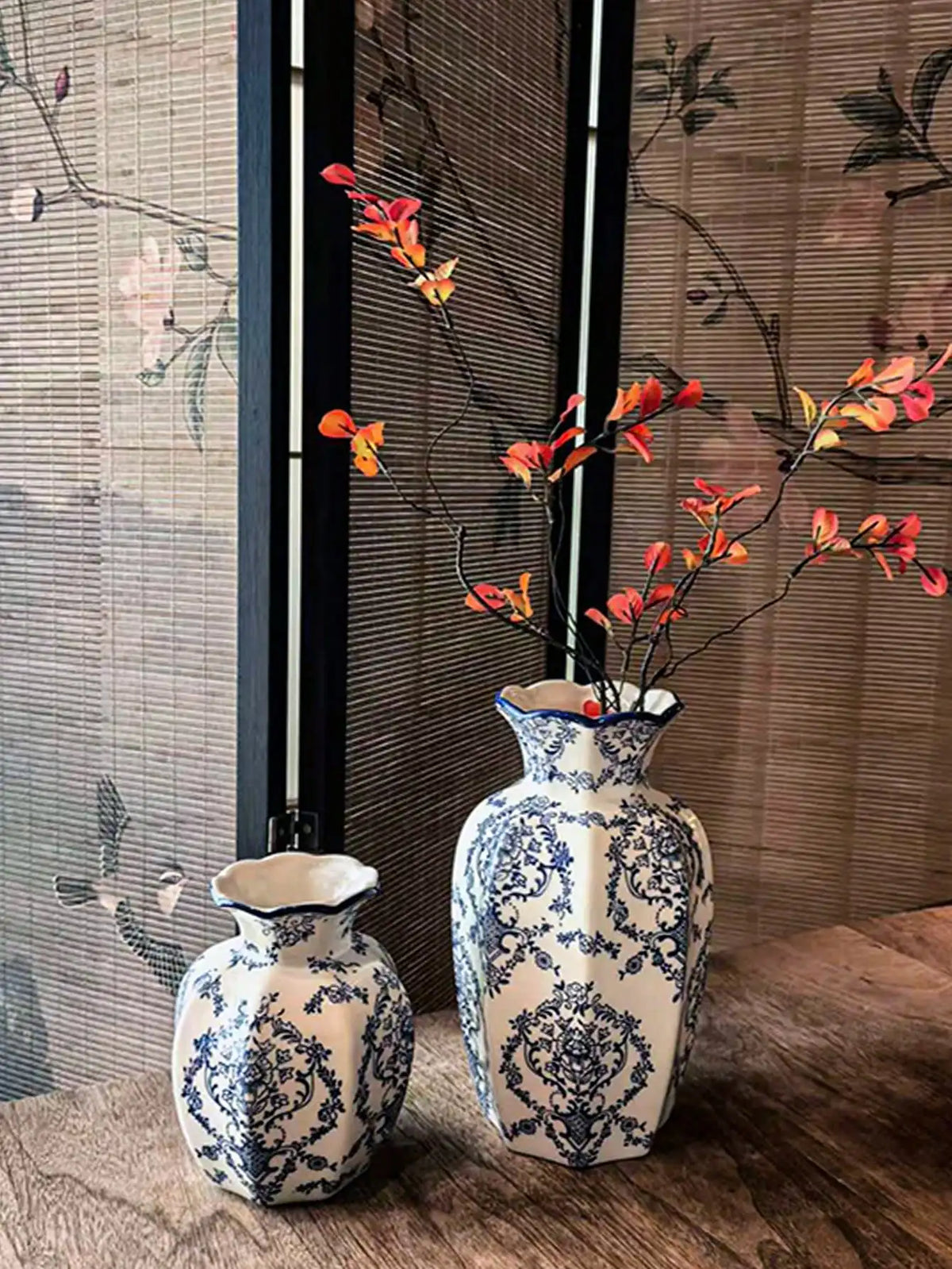 Vintage Chinese Porcelain Flower Vase Tabletop Ornament for Home Decor