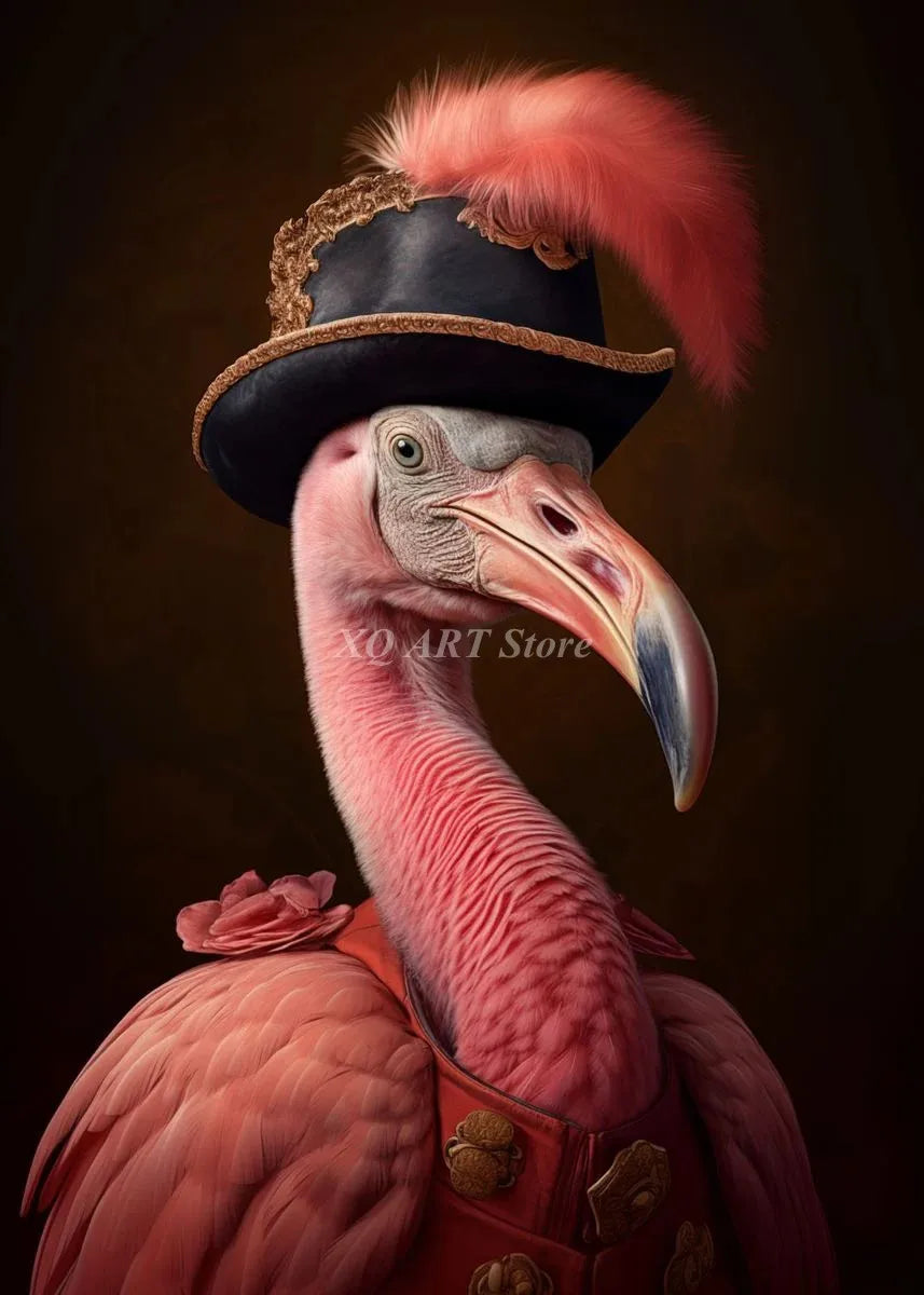 Vintage Victorian Renaissance Animal Portrait Canvas Wall Art Painting for Living Room